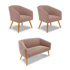 Namoradeira E 2 Poltronas Pé Palito Castanho Stella Bouclê D0