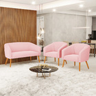 Namoradeira E 2 Poltronas Pé Palito Castanho Stella Suede D03