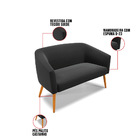 Namoradeira E 2 Poltronas Pé Palito Castanho Stella Suede D03