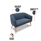 Namoradeira E 2 Poltronas Pé Palito Castanho Stella Suede D03