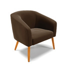 Namoradeira E 2 Poltronas Pé Palito Castanho Stella Suede D03