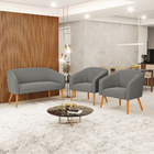 Namoradeira E 2 Poltronas Pé Palito Castanho Stella Suede D03