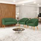 Namoradeira E 2 Poltronas Pé Palito Castanho Stella Suede Ver