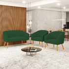 Namoradeira E 2 Poltronas Pé Palito Castanho Stella Veludo D0