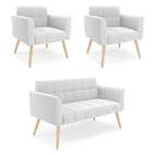 Namoradeira E 2 Poltronas Pé Palito Natural Elisa Bouclê D03