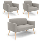 Namoradeira E 2 Poltronas Pé Palito Natural Marisa Bouclê Cin