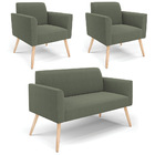 Namoradeira E 2 Poltronas Pé Palito Natural Marisa Bouclê Pis