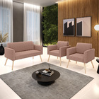 Namoradeira E 2 Poltronas Pé Palito Natural Marisa Bouclê - R