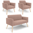 Namoradeira E 2 Poltronas Pé Palito Natural Marisa Bouclê Rosê