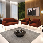 Namoradeira E 2 Poltronas Pé Palito Natural Marisa Bouclê - T