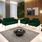 Namoradeira E 2 Poltronas Pé Palito Natural Marisa Bouclê - V