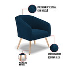 Namoradeira E 2 Poltronas Pé Palito Natural Stella Bouclê Azu