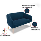 Namoradeira E 2 Poltronas Pé Palito Natural Stella Bouclê Azu