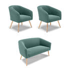 Namoradeira E 2 Poltronas Pé Palito Natural Stella Bouclê Ver