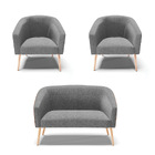 Namoradeira E 2 Poltronas Pé Palito Natural Stella Nozes/ Lin