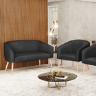 Namoradeira E 2 Poltronas Pé Palito Natural Stella Sintético