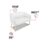 Namoradeira E 2 Poltronas Pé Palito Natural Stella Sintético