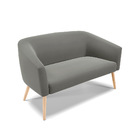 Namoradeira E 2 Poltronas Pé Palito Natural Stella Suede D03