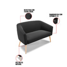 Namoradeira E 2 Poltronas Pé Palito Natural Stella Suede D03