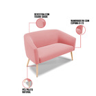 Namoradeira E 2 Poltronas Pé Palito Natural Stella Suede D03