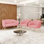 Namoradeira E 2 Poltronas Pé Palito Natural Stella Suede D03