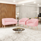 Namoradeira E 2 Poltronas Pé Palito Natural Stella Suede D03