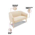 Namoradeira E 2 Poltronas Pé Palito Natural Stella Suede D03