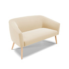 Namoradeira E 2 Poltronas Pé Palito Natural Stella Suede D03