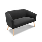 Namoradeira E 2 Poltronas Pé Palito Natural Stella Suede Pret