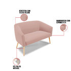 Namoradeira E 2 Poltronas Pé Palito Natural Stella Veludo D03