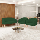 Namoradeira E 2 Poltronas Pé Palito Natural Stella Veludo Ver