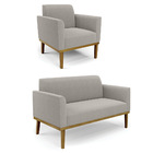 Namoradeira E Poltrona Base Madeira Castanho Marisa Bouclê Ci