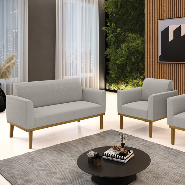 Namoradeira E Poltrona Base Madeira Castanho Marisa Bouclê Ci