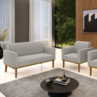 Namoradeira E Poltrona Base Madeira Castanho Marisa Bouclê D0