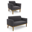 Namoradeira E Poltrona Base Madeira Castanho Marisa Bouclê D0