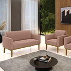 Namoradeira E Poltrona Base Madeira Castanho Marisa Bouclê D0