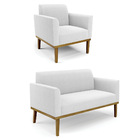 Namoradeira E Poltrona Base Madeira Castanho Marisa Bouclê Of