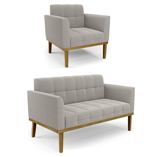 Namoradeira E Poltrona Base Madeira Fixa Cast Elisa Bouclê Ci