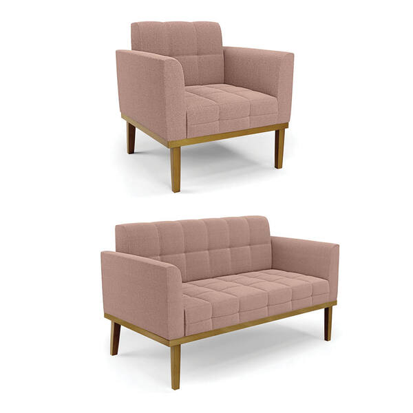 Namoradeira E Poltrona Base Madeira Fixa Cast Elisa Bouclê D0