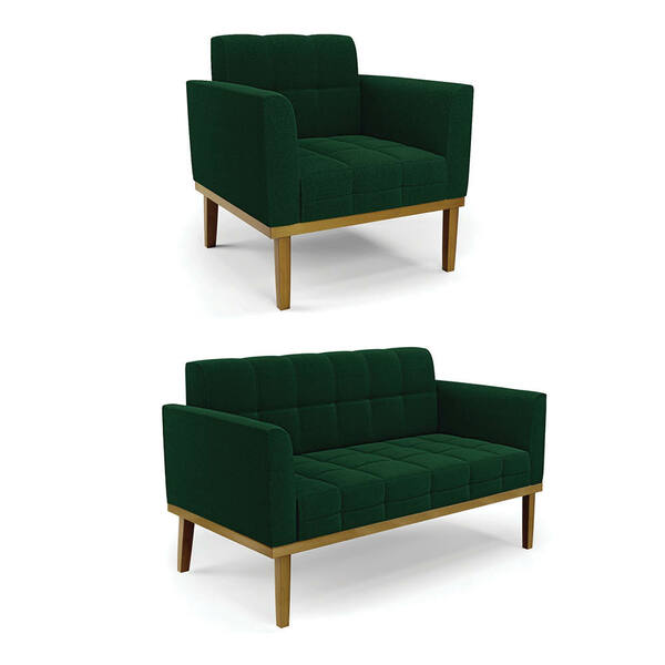 Namoradeira E Poltrona Base Madeira Fixa Cast Elisa Bouclê D0