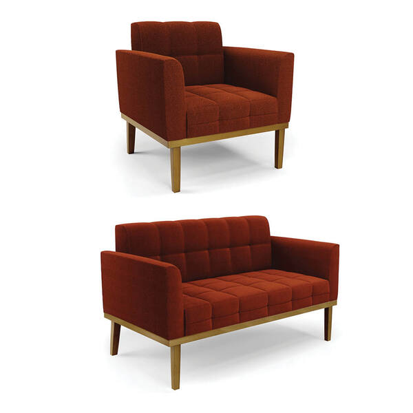 Namoradeira E Poltrona Base Madeira Fixa Cast Elisa Bouclê D0