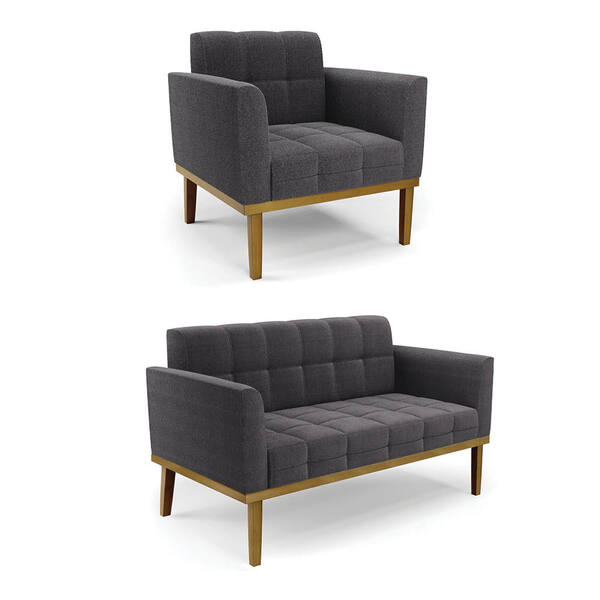 Namoradeira E Poltrona Base Madeira Fixa Cast Elisa Bouclê Gr