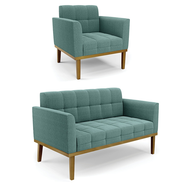 Namoradeira E Poltrona Base Madeira Fixa Cast Elisa Bouclê Vd