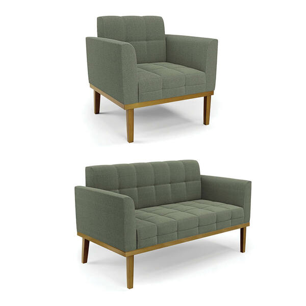 Namoradeira E Poltrona Base Madeira Fixa Cast Elisa Bouclê Ve