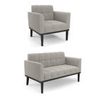 Namoradeira E Poltrona Base Madeira Fixa Pto Elisa Bouclê Cin