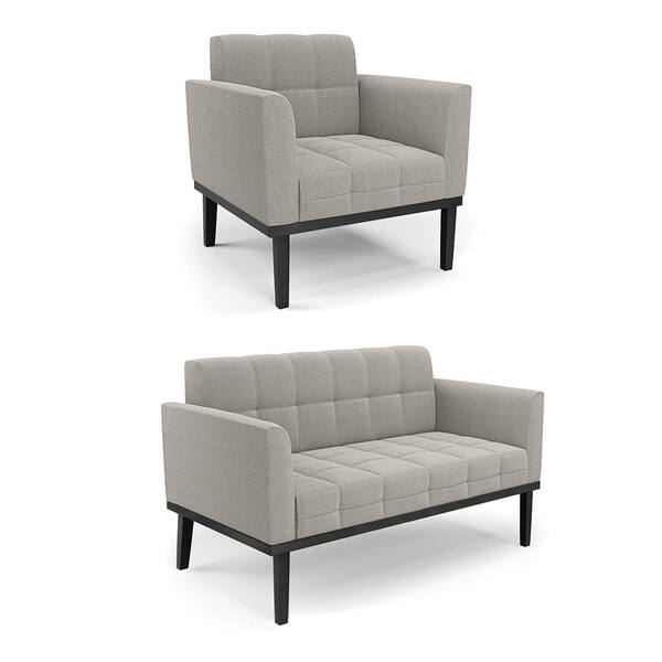 Namoradeira E Poltrona Base Madeira Fixa Pto Elisa Bouclê Cin