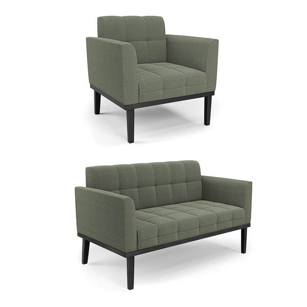 Namoradeira E Poltrona Base Madeira Fixa Pto Elisa Bouclê D03