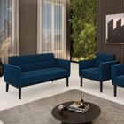 Namoradeira E Poltrona Base Madeira Fixa Pto Elisa Bouclê D03