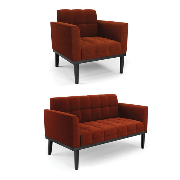 Namoradeira E Poltrona Base Madeira Fixa Pto Elisa Bouclê D03