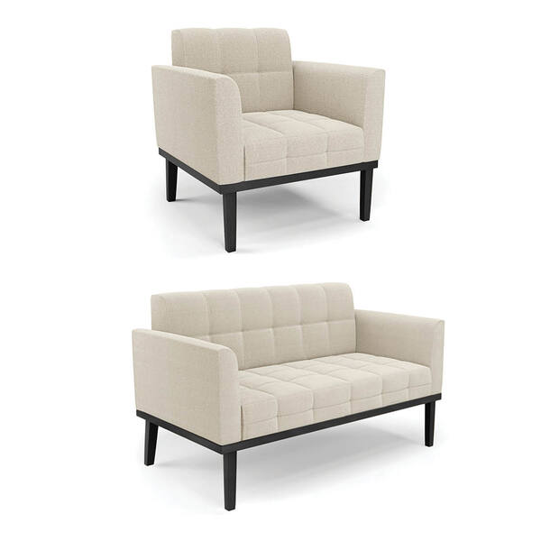 Namoradeira E Poltrona Base Madeira Fixa Pto Elisa Bouclê D03